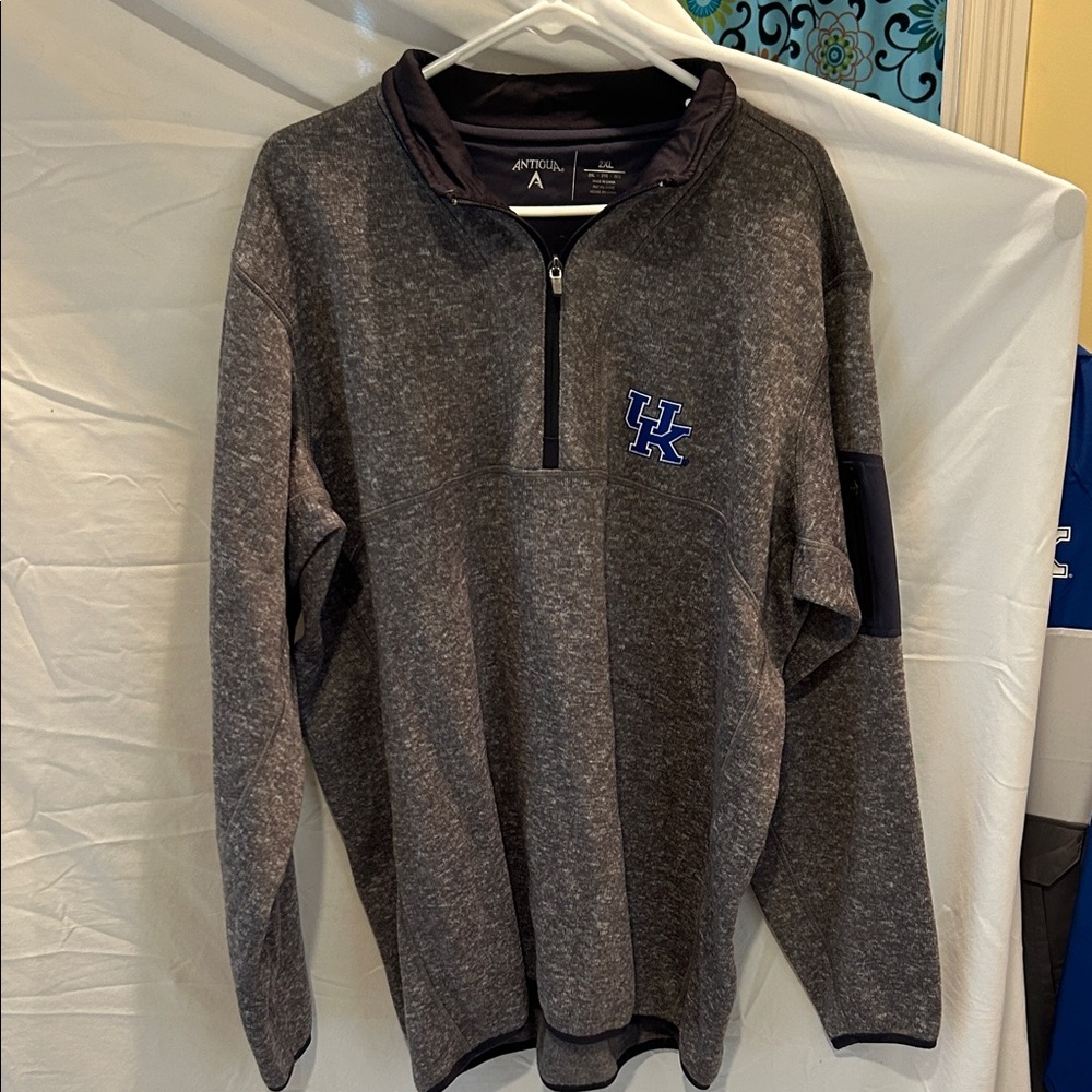 Antigua Men's Gray UK Quarter-Zip Sweater